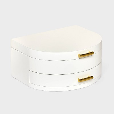 Half Crescent Lacquer Organizer Jewelry Box - A New Day&#8482; White_1