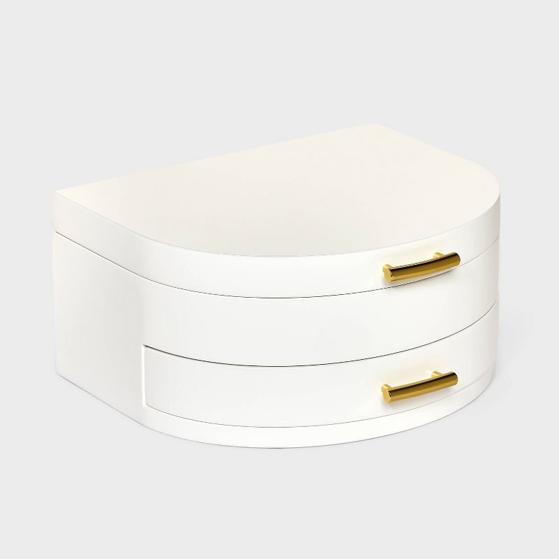 Half Crescent Lacquer Organizer Jewelry Box - A New Day&#8482; White, 1 of 3