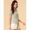 Allegra K Women's Vintage Floral Turnover Collar Split Neck Puff Short Sleeve Chiffon Blouse - 4 of 4