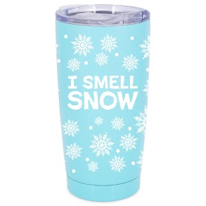 Elanze Designs I Smell Snow Snowflakes Lorelai Gilmore Girl Wrap-Around Design 20 Ounce Stainless Steel On-The-Go Coffee Mug, Thermal Travel Tumbler - 1 of 4