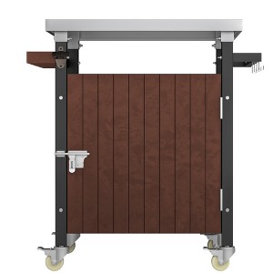 Syemin Outdoor Grill Cart with Storage， Multi-Functional Mobile Kitchen Islandfor Food Prep, Storage, Bar, Brown, 32.4"*18.7"*34.7" - 1 of 4