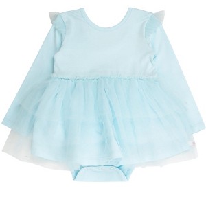RuffleButts Baby Girls Flutter Tulle Long Sleeve Twirl Romper - 1 of 2