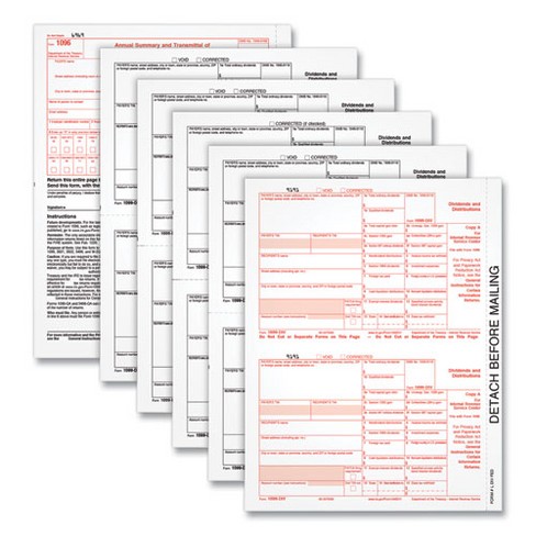 TOPS 1099-DIV Tax Forms for Inkjet/Laser Printers, Fiscal Year: 2023, Five-Part Carbonless, 8 x 5.5, 2 Forms/Sheet, 24 Forms Total - image 1 of 4