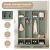 KWPZQEB Farmhouse Hall Tree, 3-in-1 Wooden Style Coat and Shoe Rack with 8 Hooks & 8 Open Compartments, Entryway Bench for Mudroom, Entryway, Hallway - 3 of 4