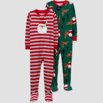 Carter's Just One You® Toddler Boys' Striped Santa Footed Pajama - Green