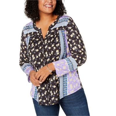 Style & Co. Womens Mixed Button Down Blouse