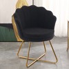 Vanity Chair with Back, Teddy Fleece Shell Accent Chair for Living Room, Criss Cross Chair with Gold Legs, Makeup Chair for Bedroom Desk Chair - 4 of 4