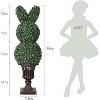 38" Artificial Rabbit Topiary, UV Resistant Faux Plant w/ Beige Bow, Green Decorative Animal Topiary for Indoor Outdoor Porch - 4 of 4