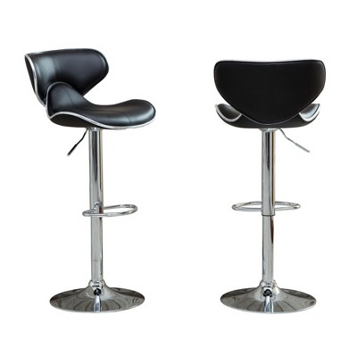 DSVIMOY Counter and Bar Stool Airlift Adjustable Swivel Barstool Set for Modern Kitchens, Black, 24"*19.63"*13.6"