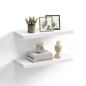 VASAGLE Set of 2 Floating Wall Shelves - Rustic Brown - Display Shelves for Picture Frames - Living Room, Kitchen - 1 of 4