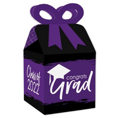 Big Dot of Happiness Purple Grad - Best is Yet to Come - Square Favor Gift Boxes - 2022 Purple Graduation Party Bow Boxes - Set of 12