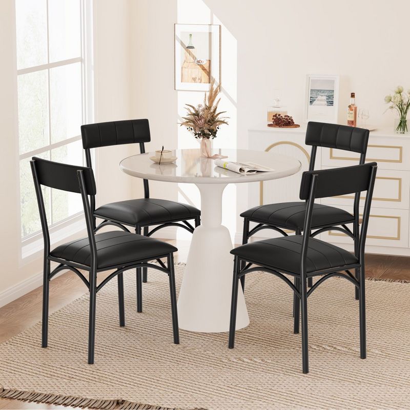 Whizmax Dining Chairs Set of 2, Dining Room Upholstered Chairs Set, Black Chair for Various Tables, Kitchen, Apartment, Easy Assembly, Black, 3 of 9