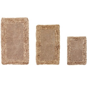 Shaggy Border Collection 3-Piece Bath Rug Set 100% Cotton Tufted Weave Ruffle Border Pattern Bathroom Rug for Machine Washable Bathmat - 1 of 4