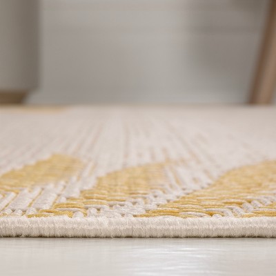 Isla Yellow and Cream Synthetic 4' x 6' Reversible Area Rug