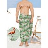 HAPPY BAY Men's Holiday Pareo Standard Swimsuits Elegant Vacation Summer Sarong Swimwear Long Swim Beach Wrap for Men One Size Black, flamingo - 2 of 4