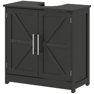 Racxily Pedestal Sink Storage Cabinet, 2 Barn Door Bathroom Vanity with Adjustable Shelf - 1 of 4