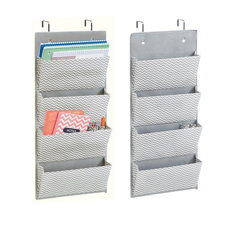 Mdesign Fabric Over Door Hanging Office Storage, 4 Pockets, 2 Pack