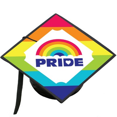 Big Dot of Happiness Love is Love - Gay Pride - LGBTQ Rainbow Graduation Cap Decorations Kit - Grad Cap Cover