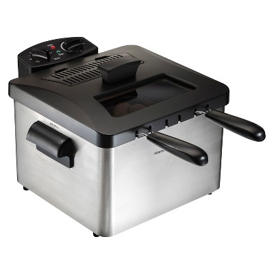 Professional-Style Stainless Steel Dual Basket 19-Cup Deep Fryer