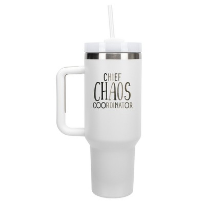 Elanze Designs Chief Chaos Coordinator 40 oz. Stainless Steel, Large Water Bottle Coffee Mug, Spill & Leak Resistant, Thermal Travel Tumbler with