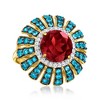 Ross-Simons 4.90 Carat Garnet and 1.60 ct. t.w. London Blue Topaz Ring With .40 ct. t.w. White Zircons in 18kt Gold Over Sterling - 4 of 4