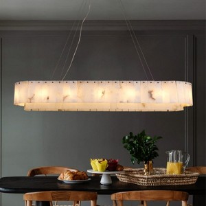 CityFurn 54" 14-Light Modern Oval Rectangle Chandelier Alabaster Kitchen Island Light - 1 of 4