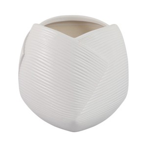 Modern Ceramic Planter with Textured Design - Indoor & Outdoor Ceramic Flower Pot for Home & Garden - Decorative Plant Pot - 7" White - 1 of 4