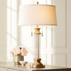 Vienna Full Spectrum Rolland Traditional Table Lamp 30" Tall Crystal Brass Column Off White Tapered Drum Shade for Bedroom Living Room Bedside Office - 2 of 4