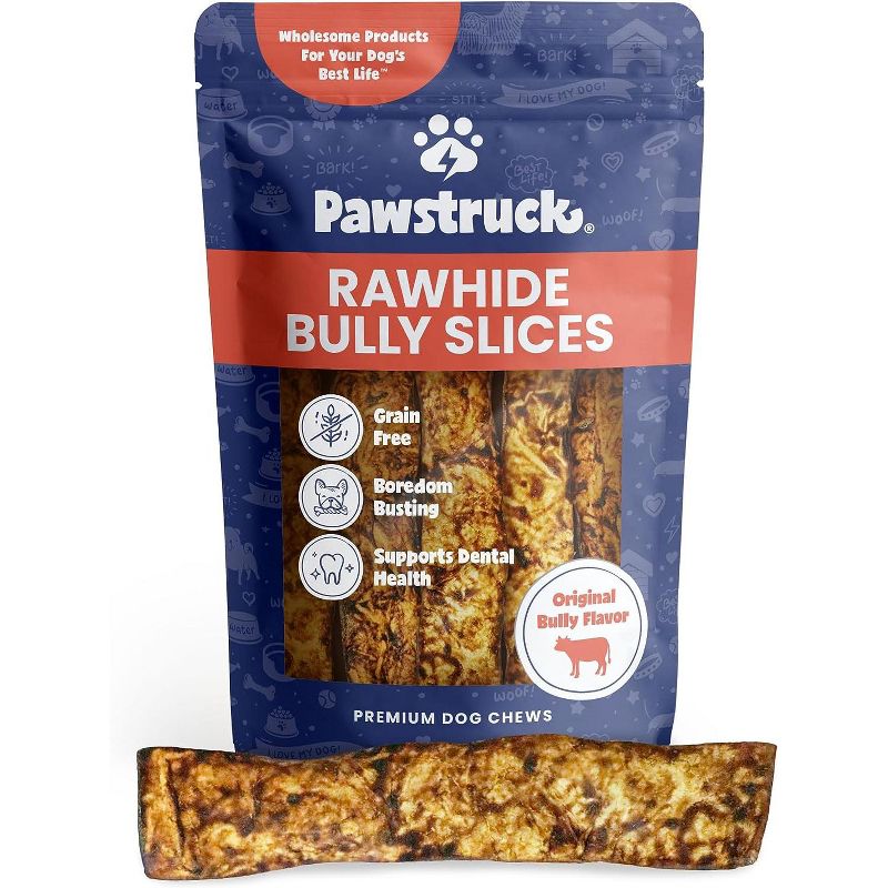 Pawstruck Natural Bully Slices Beef Hide Chews for Dogs - Made with No Artificial Ingredients - 1 lb. Bag, 1 of 8