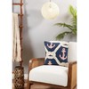 Saro Lifestyle Down Filled Throw Pillow with Anchor and Rope Design, 18", Blue - 3 of 3