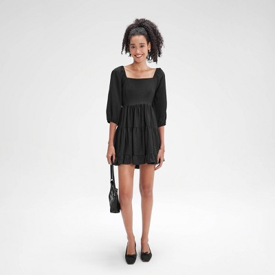 Wild Fable Womens Puff 3/4 Sleeve Tiered Mini Dress - Wild Fable Black S |  Connecticut Post Mall