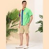 Lars Amadeus Men's Summer Striped Patchwork Short Sleeves Button Down Hawaiian Shirt - 4 of 4