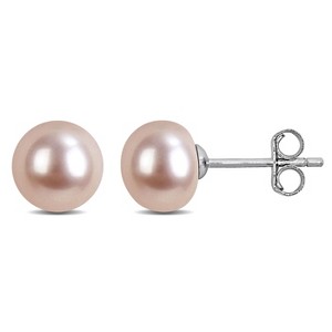 EVERLY JEWELRY | Cultured Freshwater Pearl Stud Earrings in Sterling Silver – Multiple Pearl color Options. - 1 of 4