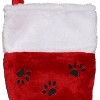 Northlight Traditional Christmas Stocking with Black Paw Prints  - 14"- Red and White - 3 of 3