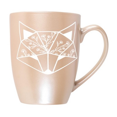 Elanze Designs Nature Animal Coffee Cup Mug 10 Ounce Ceramic With Shimmery Metallic Finish Floral Geometric Fox Precious Pearl