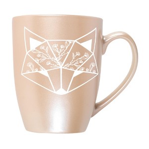 Elanze Designs Nature Animal Coffee Cup Mug 10 Ounce Ceramic With Shimmery Metallic Finish Floral Geometric Fox Precious Pearl - 1 of 4