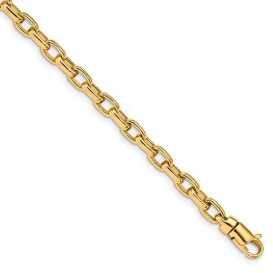 Black Bow Jewelry 5mm 14K Yellow Gold Solid Polished Fancy Cable Chain Bracelet - 1 of 3