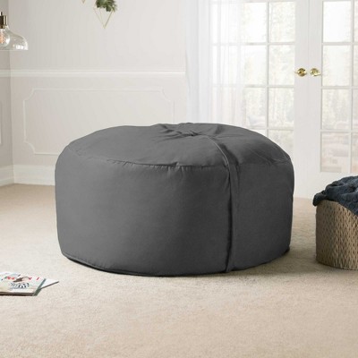 Charcoal 5-Foot Microsuede Bean Bag Chair with Removable Cover