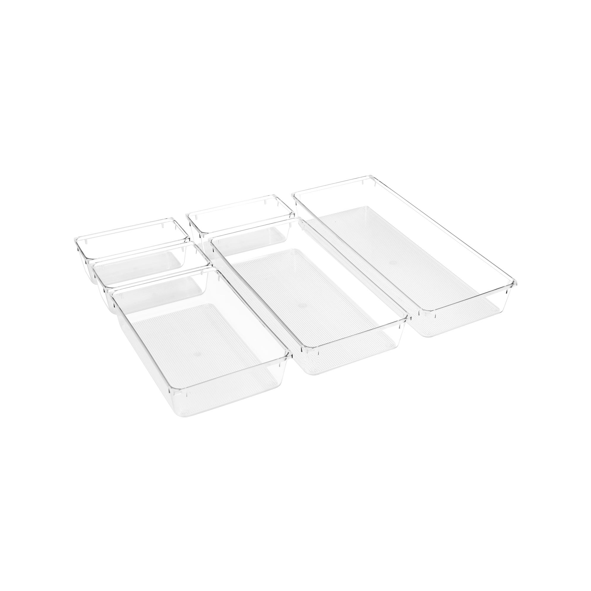 Sorbus 6-Drawer Clear Plastic Organizer Set for Brushes, Makeup, Skincare and More