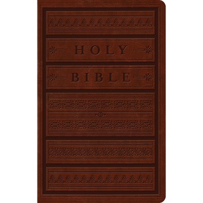 ESV Large Print Personal Size Bible (Trutone, Brown, Engraved Mantel Design) - (Leather Bound)