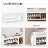 Retro Multifunctional Storage Bench with Cushion & Curved Side Panel - Perfect for Entrance & Living Room - 3 of 4