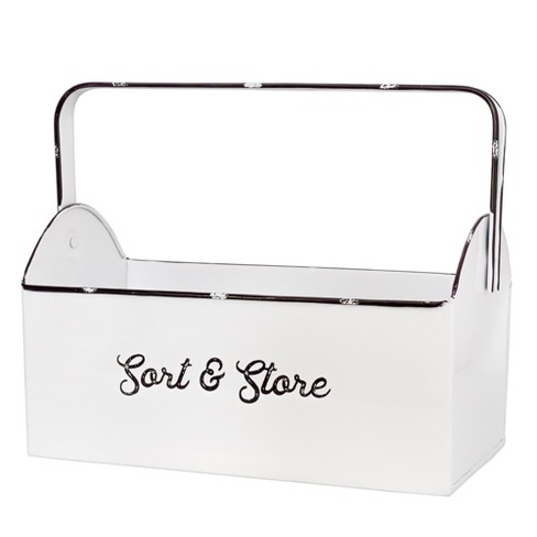 White Metal Cleaning Caddy  Galvanized Cleaning Organizer