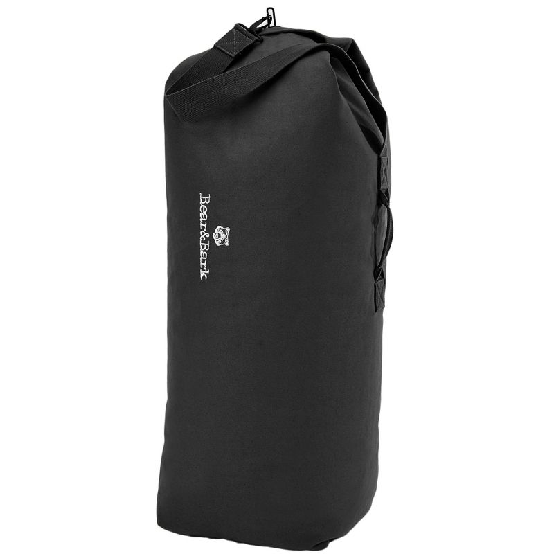 Bear & Bark Top Load Duffle Bag - Black 48x30" - 110.7L - Extra Large Canvas Military and Army Cargo Style Carryall Duffel for Men and Woman, 2 of 5
