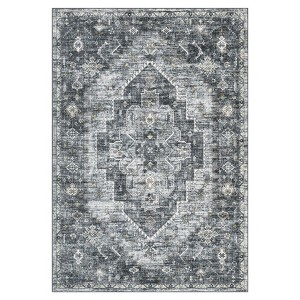 Washable Vintage Oriental Rug Non Slip Low Pile Rug Soft Throw Floor Cover Retro Printed Foldable Indoor Carpet for Living Room Bedroom Nursery - 1 of 4