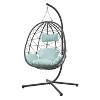 Nestfair 74.8" Outdoor Patio Wicker Swing Egg Chair with Cushion Light Blue - 2 of 4