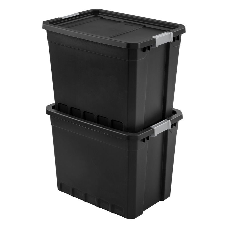 Sterilite Storage System Solution with 27 Gallon Heavy Duty Stackable Storage Box Container Totes with Grey Latching Lid, 12 Pack, 4 of 7