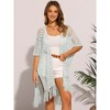 INSPIRE CHIC Women's Boho Open Front Short Sleeve Lightweight Fringe Beach Knit Cardigans - 3 of 4