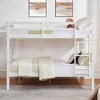 MAYEERTY Full over Full Bunk Bed with Ladder, Wooden Bed Frame with High Guardrail and Ladder for Kids, No Box Spring Needed, White - 2 of 4