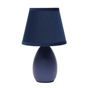 9.45" Petite Ceramic Oblong Bedside Table Desk Lamp with Matching Tapered Drum Shade - Creekwood Home - 1 of 4