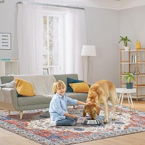 Area Rug Floral Design, Low Pile Carpet with Non Slip Backing, Soft Indoor Rug for Living Room, Bedroom,  Laundry Room Orange Brown - 1 of 4